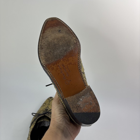 Robert Clergerie Paris Luxury Shoes Leather Gold Metallic Oxford Lace Up Pump - Picture 9 of 13